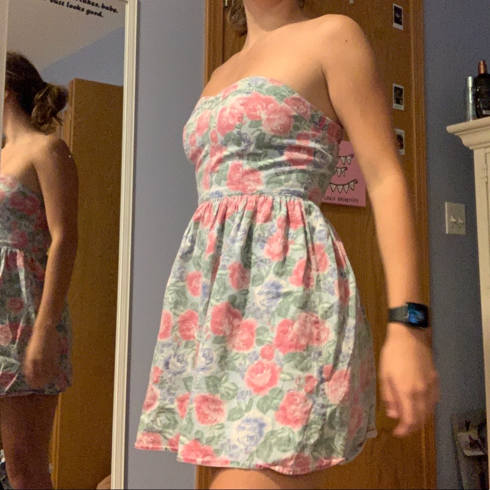 Strapless Floral Dress